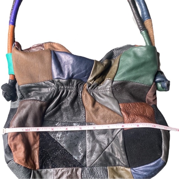 Vintage 80s Leather Patchwork Shoulder Bag - Picture 9 of 13